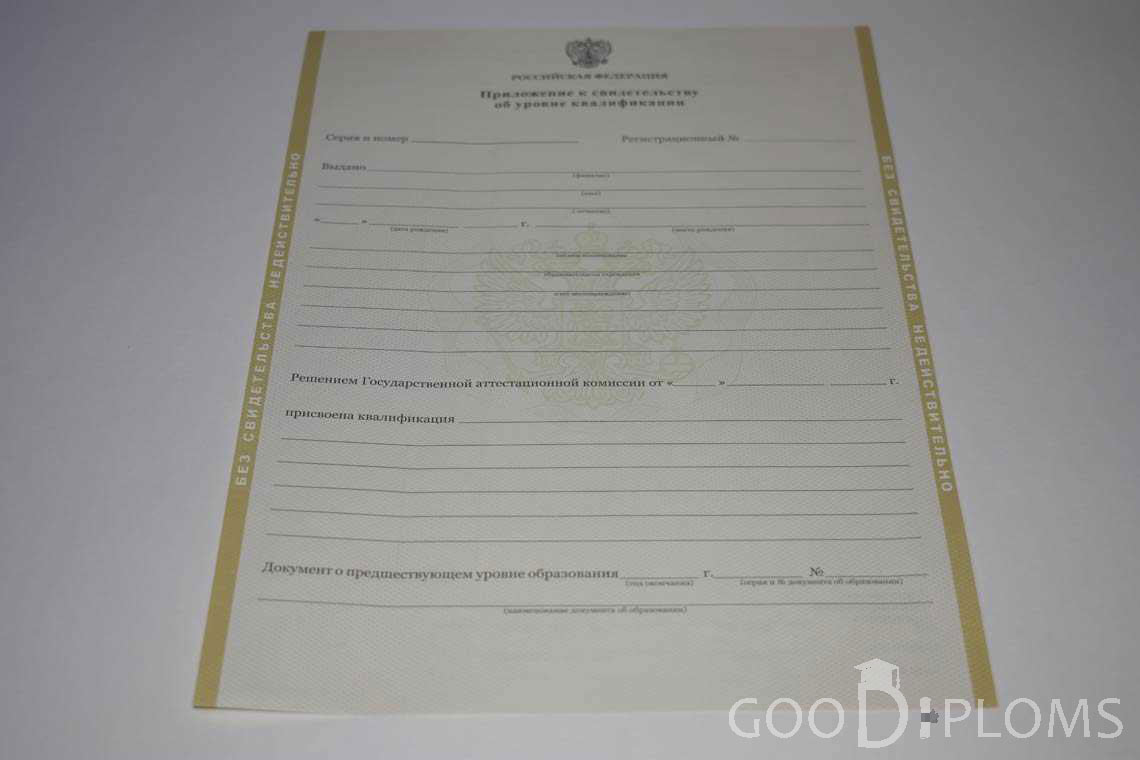 Приложение к Свидетельству об Уровне Квалификации период выдачи 2011-2020 -  Запорожье