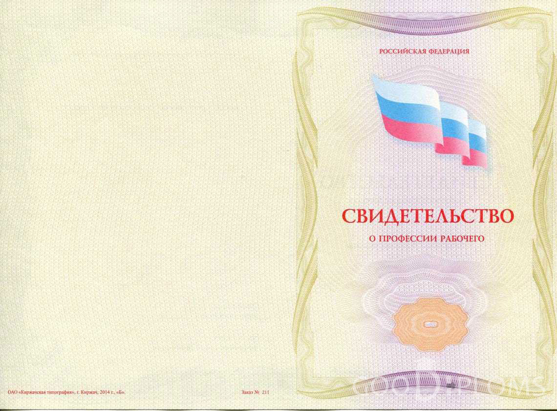 Свидетельство о Профессии Рабочего - Обратная Сторона период выдачи 1999-2020 -  Запорожье