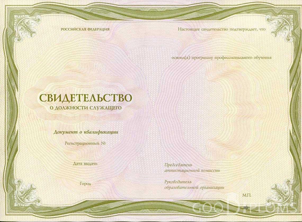 Свидетельство о Должности Служащего период выдачи 1999-2020 -  Запорожье