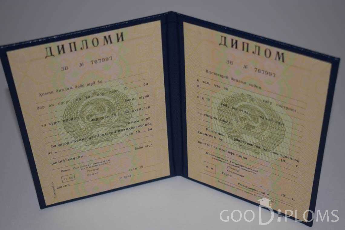Диплом Вуза СССР Таджикистан  период выдачи 1975-1996 -  Запорожье